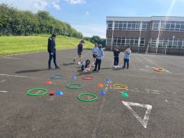 Times tables practice in the sun